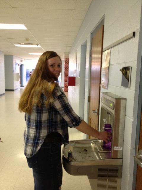 Fill 'er up. Students have been filling up water bottles from the new station installed early this week.