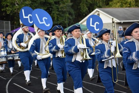 The LCHS Band takes to the field to debut its 2029 field show.