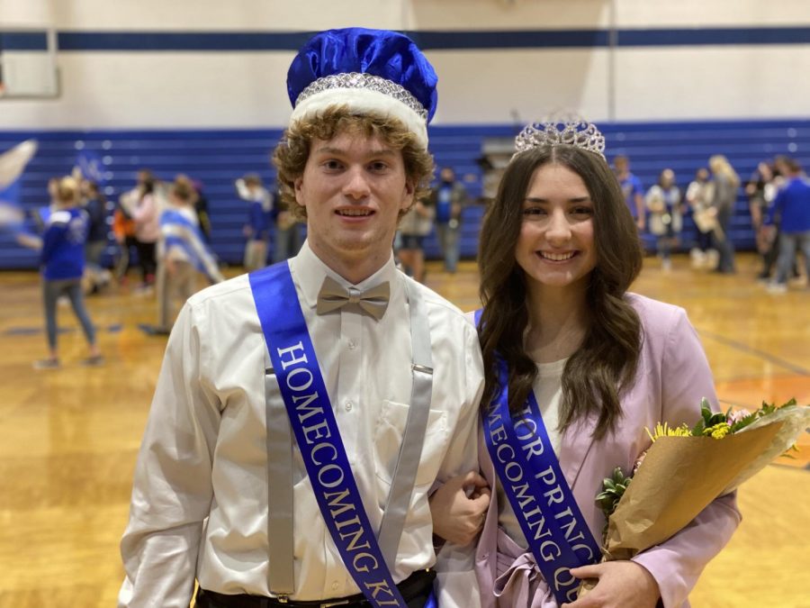 Homecoming King Vincent Snuffer and Homecoming Queen Olivia Krinov were all smiles after the coronation March 5.